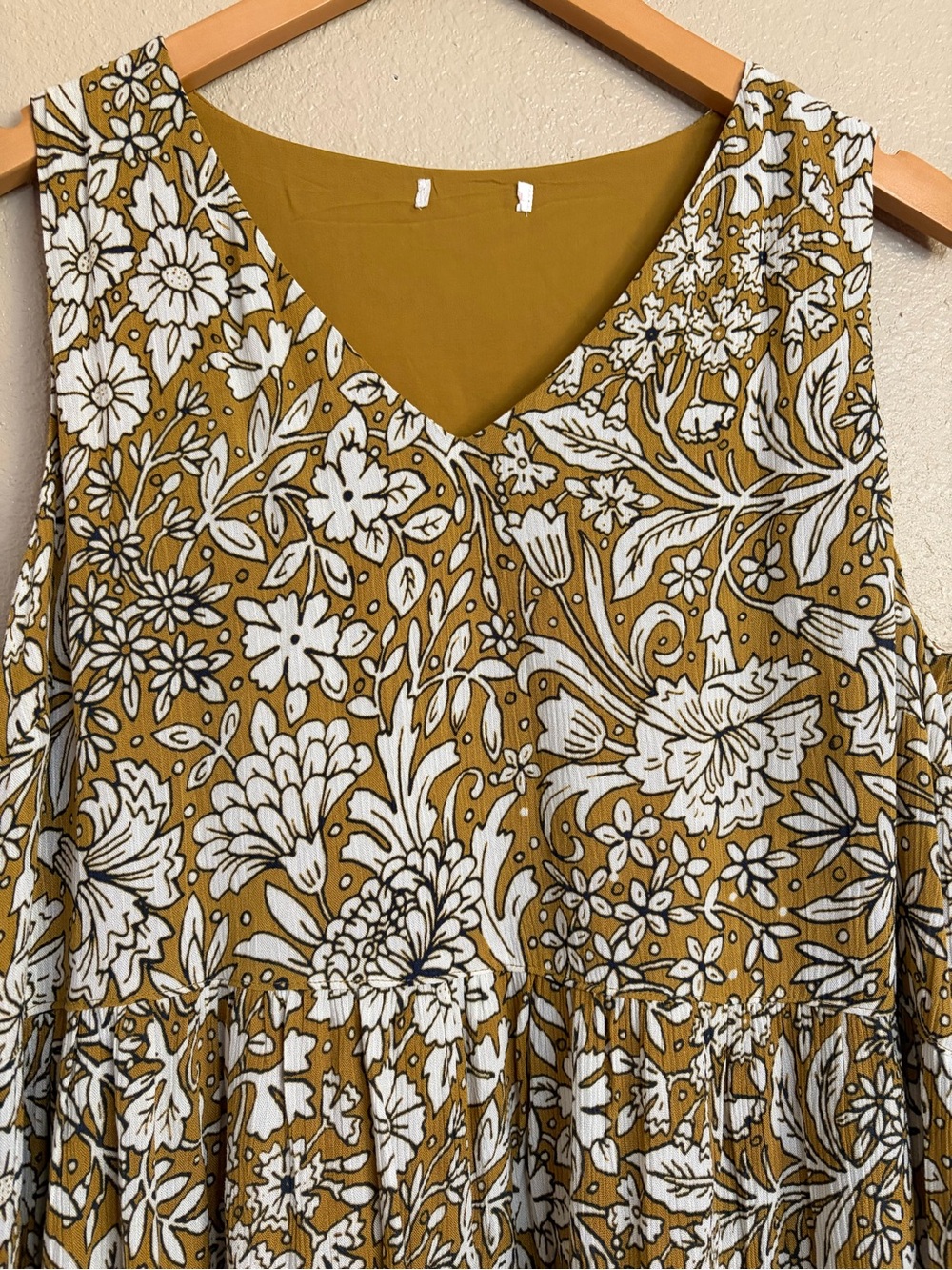 Rachel Ashwell Floral Smock Sleeveless Midi Dress Mustard Yellow - Picture 3 of 9